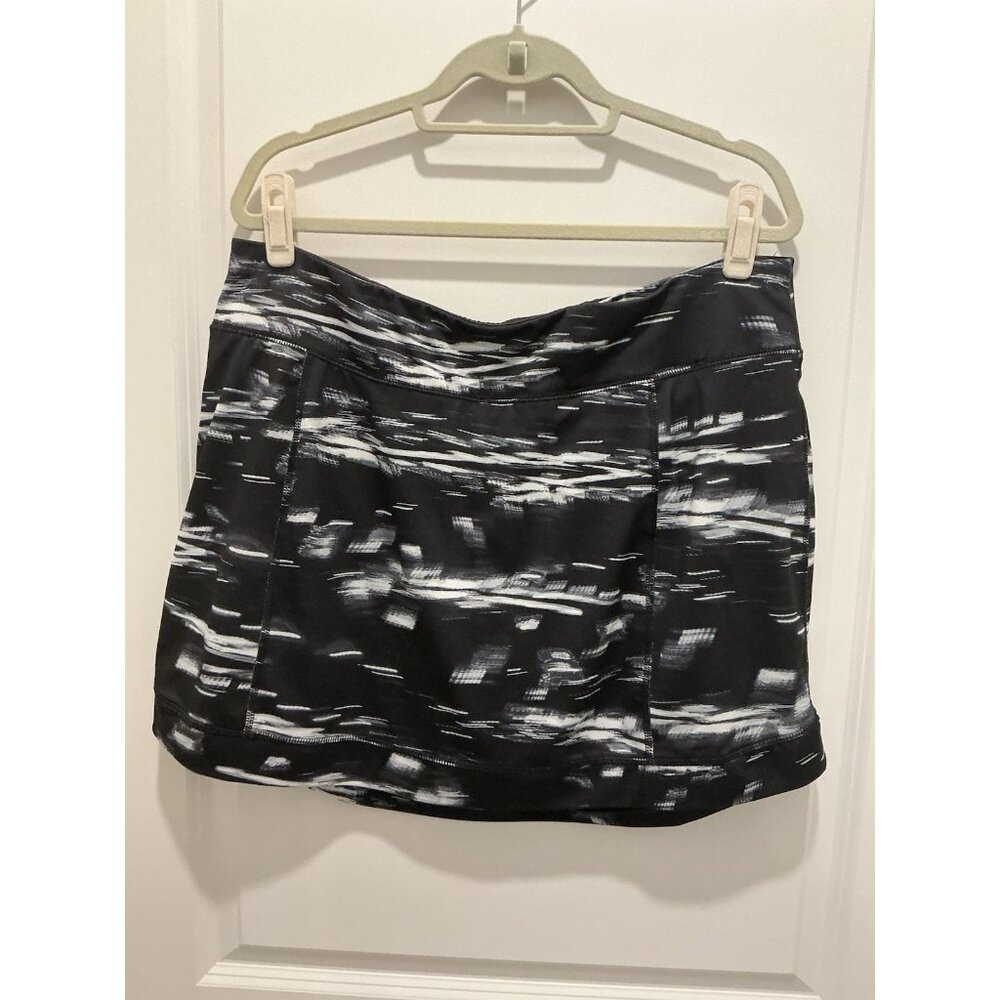 Tek Gear Skort 1X Women’s Black White Elastic Waist Pocket Quick Dry